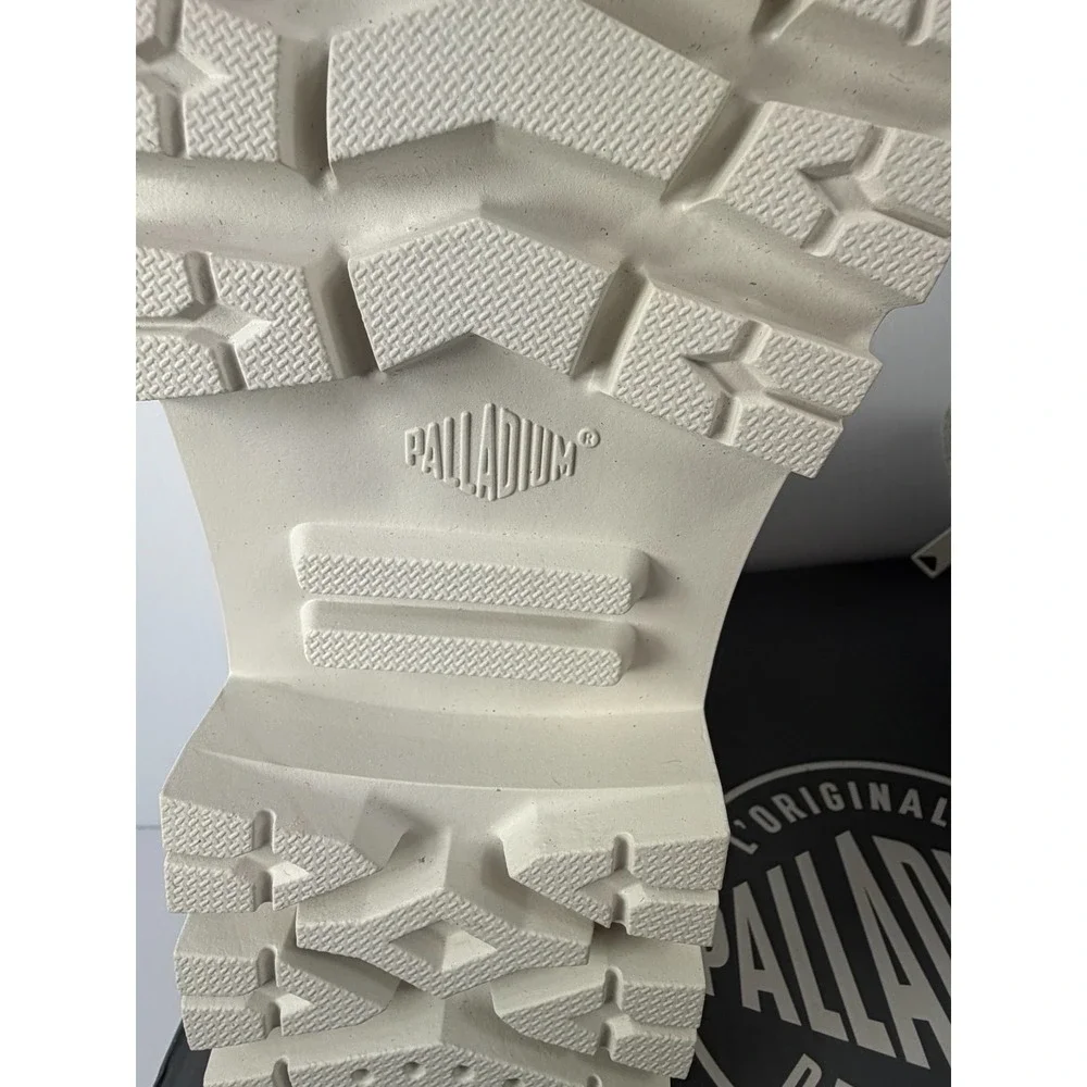 Palladium Pallabase Twill Womens 11 Star White Platform Combat Boots Side Zip